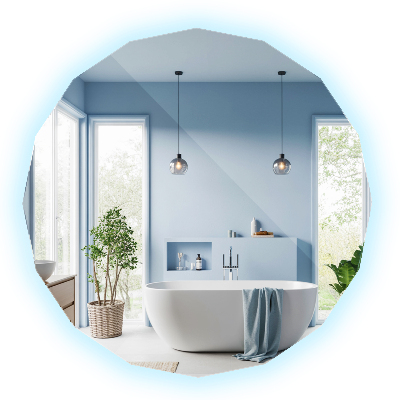 Geometric mirror with LED lights