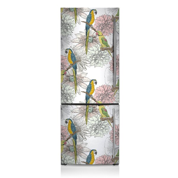 Decoration refrigerator cover Parrot and flowers