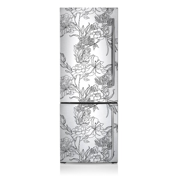 Decoration refrigerator cover Black and white flowers