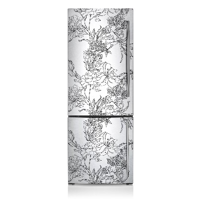 Decoration refrigerator cover Black and white flowers