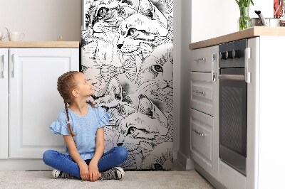 Magnetic refrigerator cover Sketched cats