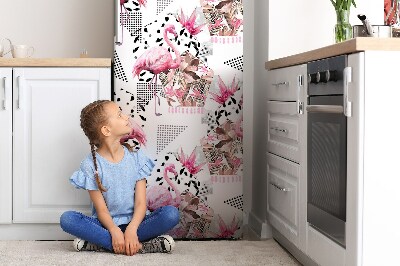 Decoration refrigerator cover Flamingos