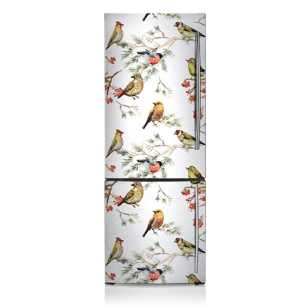 Magnetic refrigerator cover Birds on branches