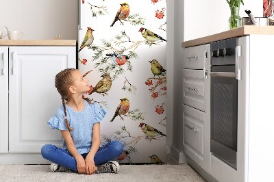 Magnetic refrigerator cover Birds on branches