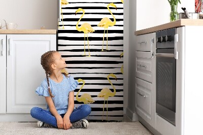 Decoration refrigerator cover Golden flamingos