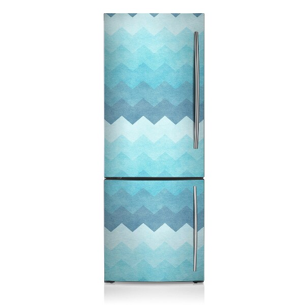 Magnetic refrigerator cover Blue zigzags