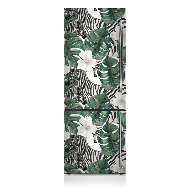 Magnetic refrigerator cover Zebra in leaves