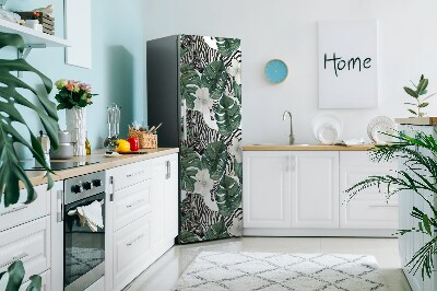 Magnetic refrigerator cover Zebra in leaves