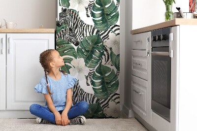 Magnetic refrigerator cover Zebra in leaves