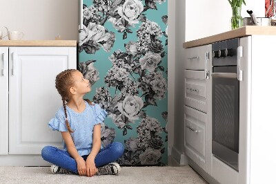 Decoration refrigerator cover Black and white roses