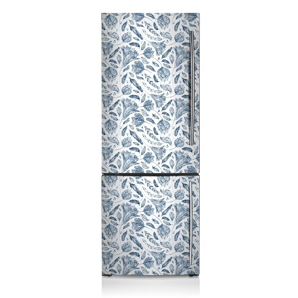 Decoration refrigerator cover Blue leaves