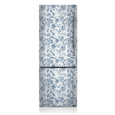 Decoration refrigerator cover Blue leaves