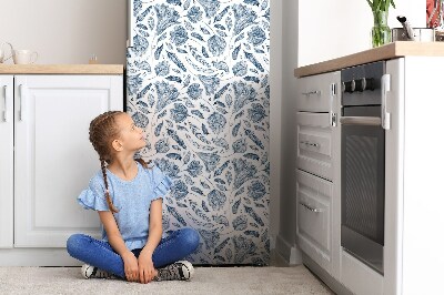 Decoration refrigerator cover Blue leaves