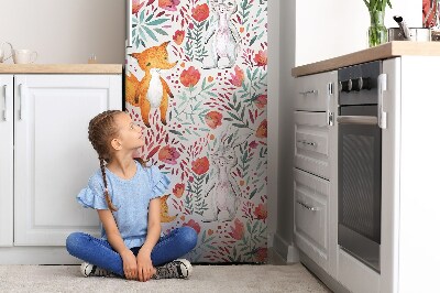 Magnetic refrigerator cover Fox and rabbits