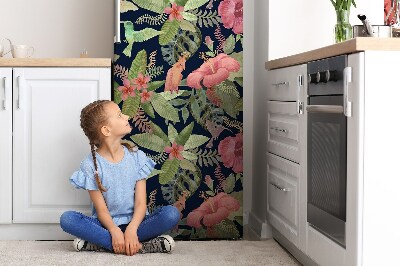 Magnetic refrigerator cover Parrot in the jungle