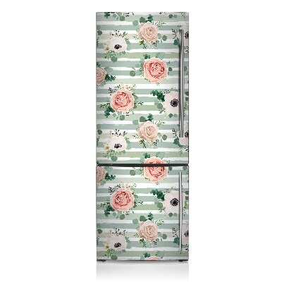 Magnetic refrigerator cover Striped roses