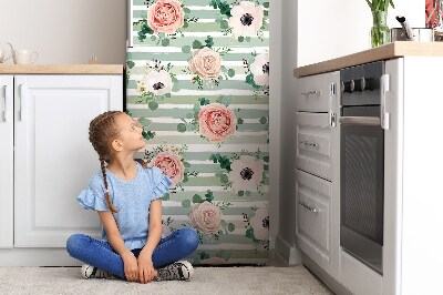 Magnetic refrigerator cover Striped roses