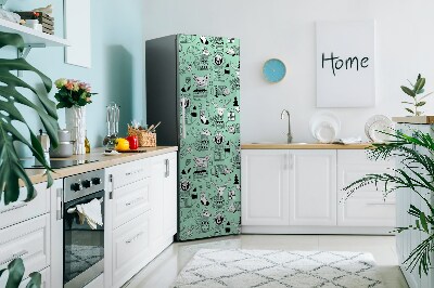 Magnetic refrigerator cover Scandinavian zoo