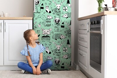 Magnetic refrigerator cover Scandinavian zoo