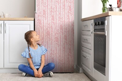 Magnetic refrigerator cover Pink herringbone