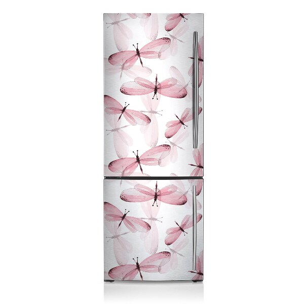 Decoration refrigerator cover Pink dragonflies