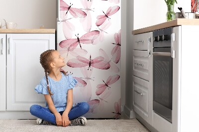 Decoration refrigerator cover Pink dragonflies