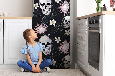 Magnetic refrigerator cover Skulls and leaves