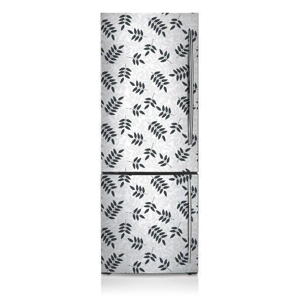 Magnetic refrigerator cover Black gray leaves