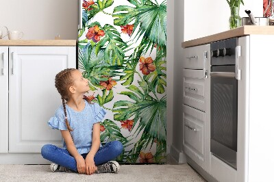 Magnetic refrigerator cover Hawaiian leaves