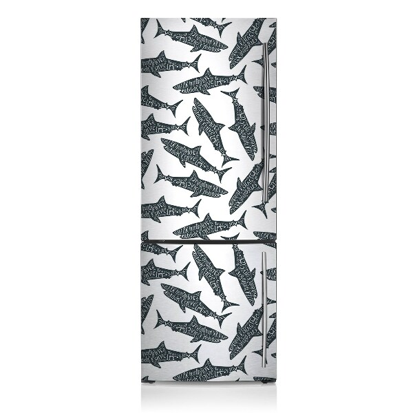 Magnetic refrigerator cover Typographic sharks