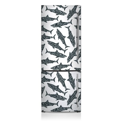 Magnetic refrigerator cover Typographic sharks