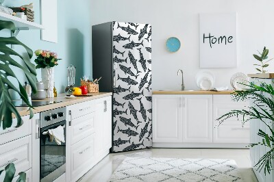 Magnetic refrigerator cover Typographic sharks