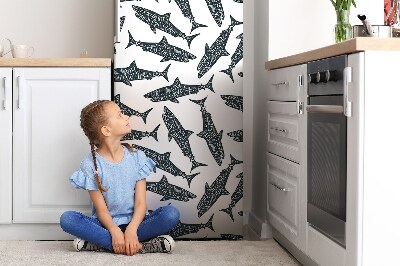 Magnetic refrigerator cover Typographic sharks