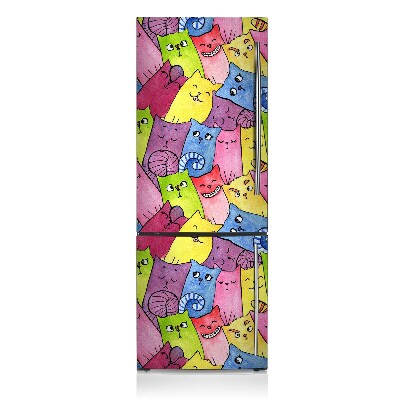 Magnetic refrigerator cover Happy cats