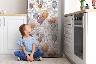 Magnetic refrigerator cover Balloons and houses