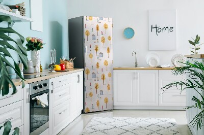 Magnetic refrigerator cover Houses under the trees