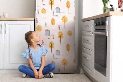 Magnetic refrigerator cover Houses under the trees