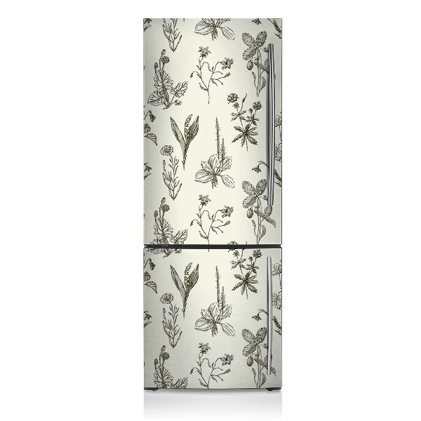 Decoration refrigerator cover Sketched flowers