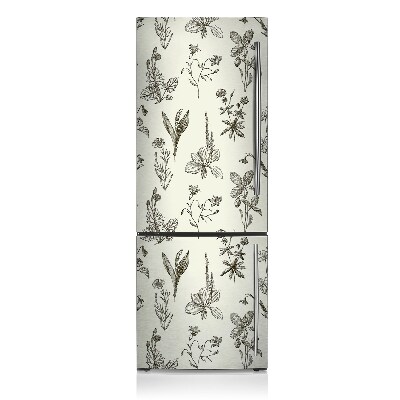 Decoration refrigerator cover Sketched flowers