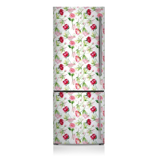 Magnetic refrigerator cover Red flowers