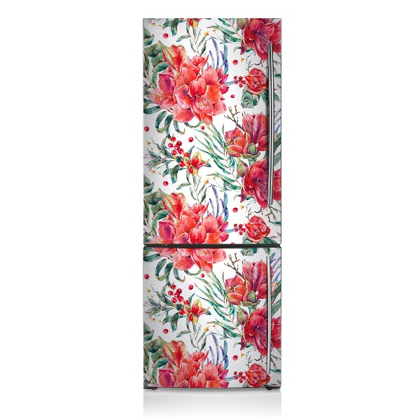 Magnetic refrigerator cover Red flowers