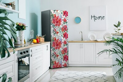 Magnetic refrigerator cover Red flowers