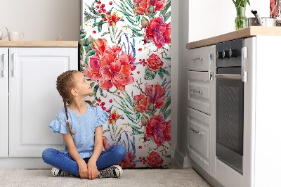 Magnetic refrigerator cover Red flowers