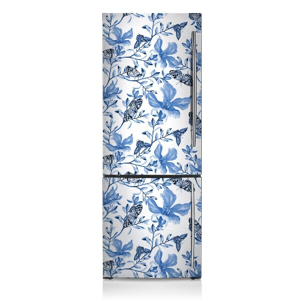 Magnetic refrigerator cover Blue flowers