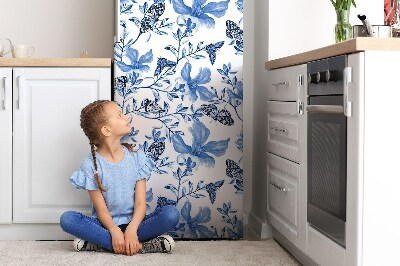 Magnetic refrigerator cover Blue flowers