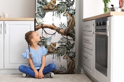 Magnetic refrigerator cover Leopards in the jungle