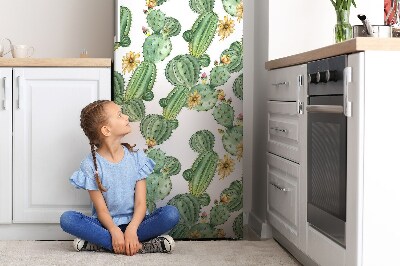 Magnetic refrigerator cover Cacti with flowers