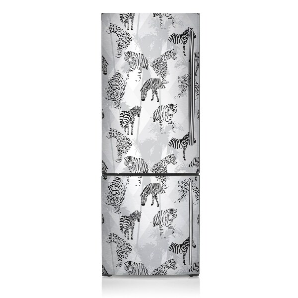 Magnetic refrigerator cover Tiger and zebras