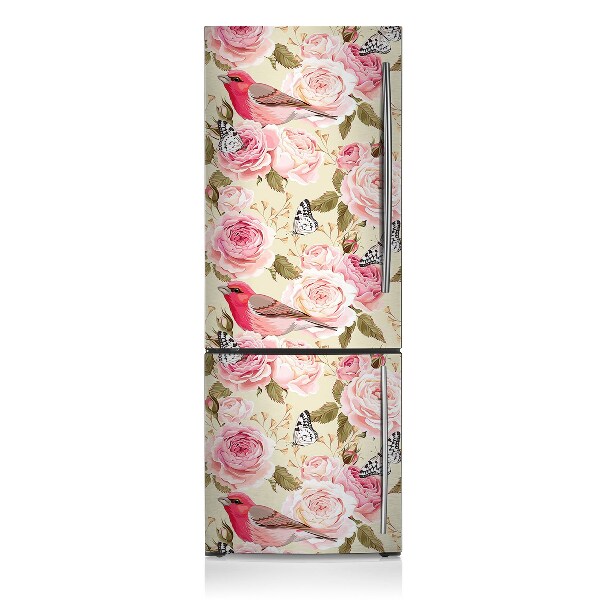 Magnetic refrigerator cover Birds and flowers