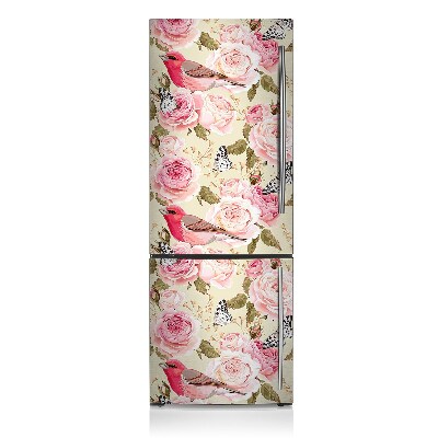 Magnetic refrigerator cover Birds and flowers